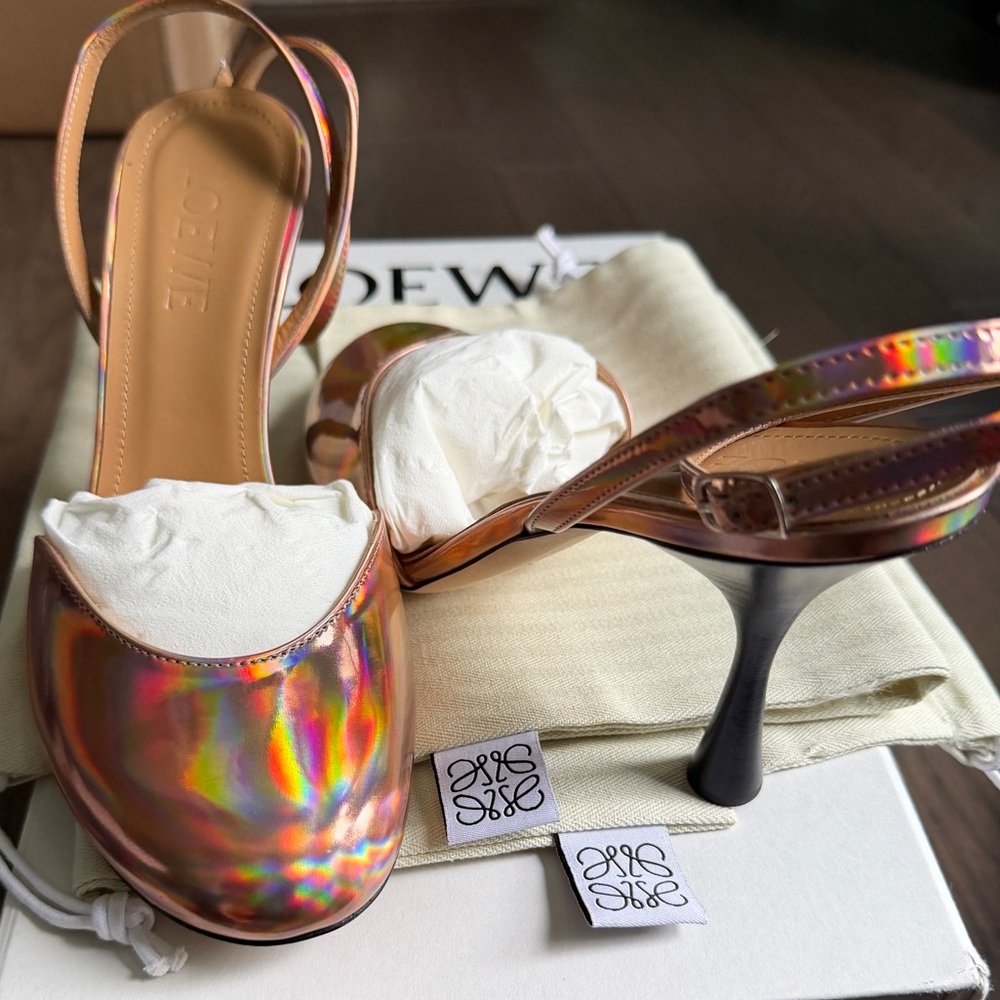 Loewe Rose Gold Ankle Strap Heels